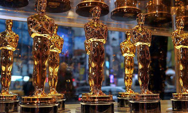 Oscar statuettes for the 78th Academy Awards sit on display at the Times Square Studios in New York ..