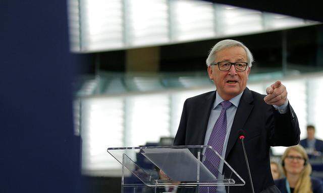European Commission President Juncker delivers a speech during a debate on the outcome of the Estonian presidency of the E.U. for the last six months at the European Parliament in Strasbourg