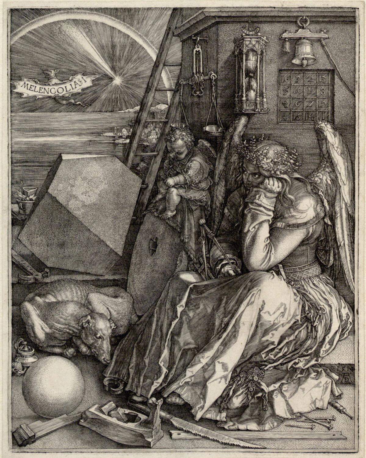 Die weltbekannten Meisterstiche des Künstlers gehören zu den Highlights der Schau. Albrecht Dürer: Melencolia I ( Die Melancholie), 1514