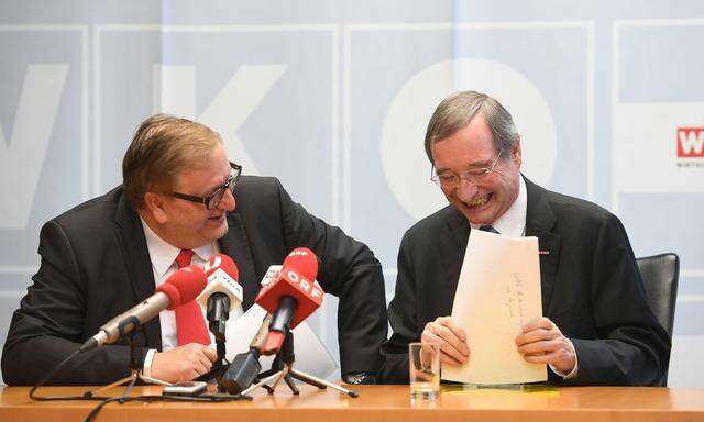 Freude durch Harmonie: Präsident Leitl (r.) und SPÖ-Wirtschaftsverband-Chef Matznetter sind sich bei der Kammerreform einig.