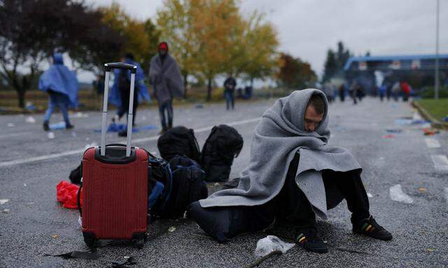 Migrant waits to cross the border with Slovenia near Trnovec