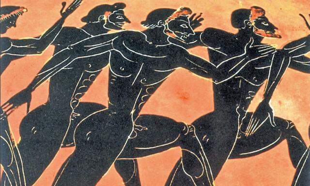 Laufbewerb in Olympia, dargestellt auf einer griechischen Amphore.