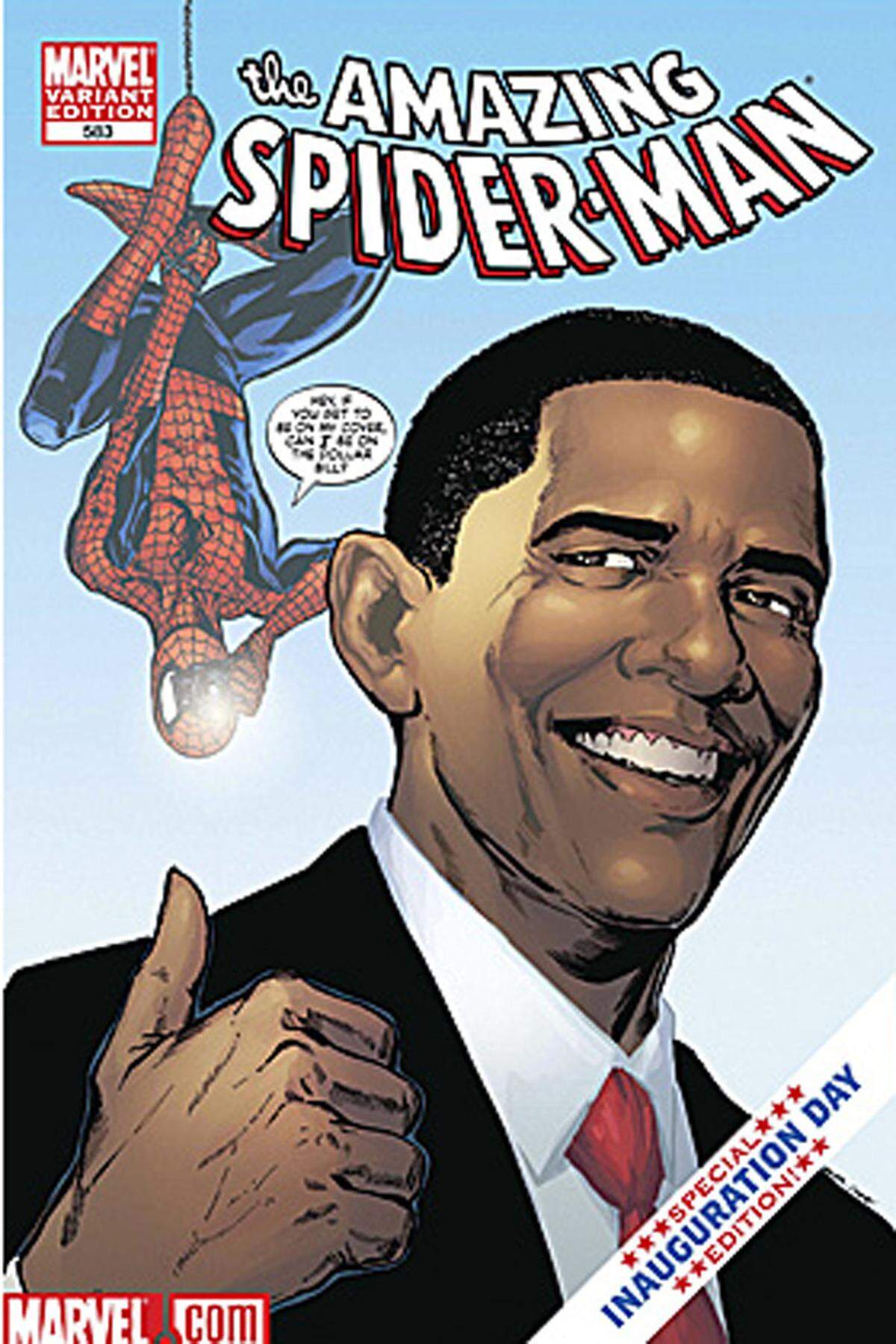 Barack Obama hat nie einen Hehl daraus gemacht, dass er ein Spiderman-Fan ist. Zu seiner Angelobung als US-Präsident im Jahr 2009 durfte er daher prompt als Comic-Held fungieren und gemeinsam mit seinem Idol gegen einen bösen Doppelgänger antreten.