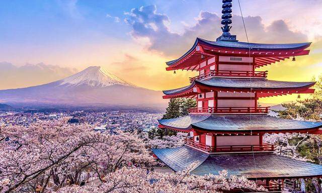 Die Chureito Pagode ist wohl der bekannteste Aussichtspunkt Japans. Die fünfstufige Fuji-Pagode steht auf einem Berg der Kawaguchiko-Region und bietet einen atemberaubenden Ausblick zum Berg Fuji. Vor allem zur Kirschblüte ist das Wahrzeichen besonders beliebt. 