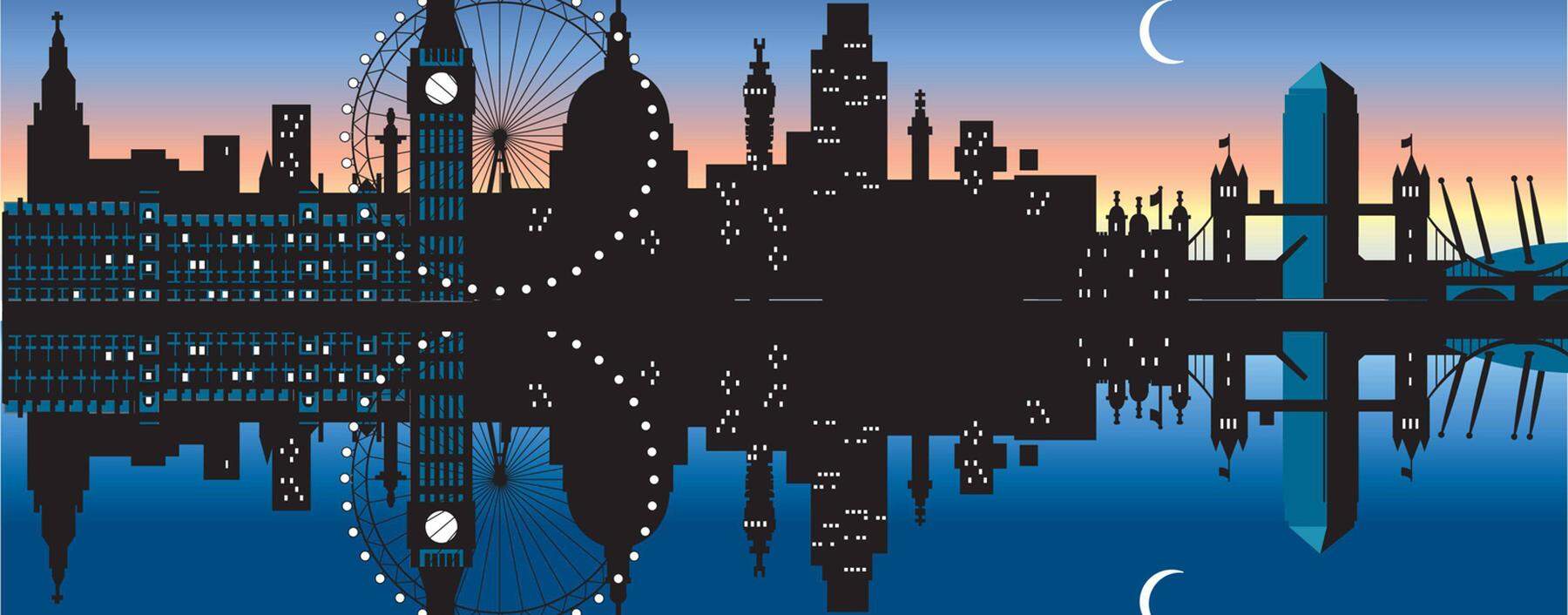 UK London View of waterfront and River Thames at dusk PUBLICATIONxINxGERxSUIxAUTxONLY Copyright x