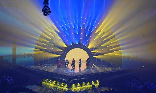 May 14, 2022, Turin: Kalush Orchestra from Ukraine performs during the Final of the 66th annual Eurovision Song Contest