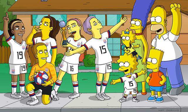 Die Spielerinnen mit der Familie Simpson