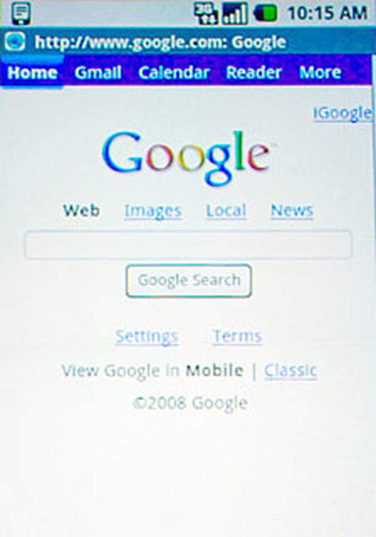 Auch die Google-Suche darf nicht fehlen. Der Suchmaschinen-Gigant erhofft sich mit der mobilen Websuche und damit verbundenen Werbeformen neue Einnahmen zu lukrieren.