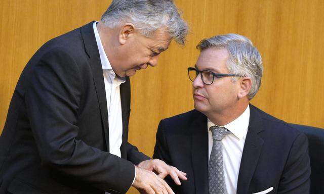 Finanzminister Magnus Brunner und Vizekanzler Werner Kogler 