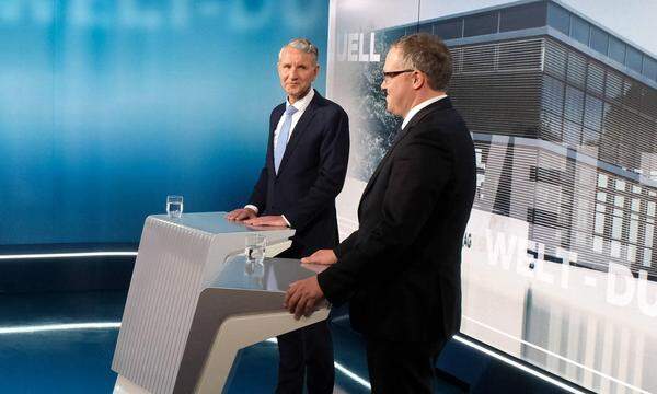 Tabubruch? Der extreme Björn Höcke (AfD) mit Mario Voigt (CDU) im TV-Duell