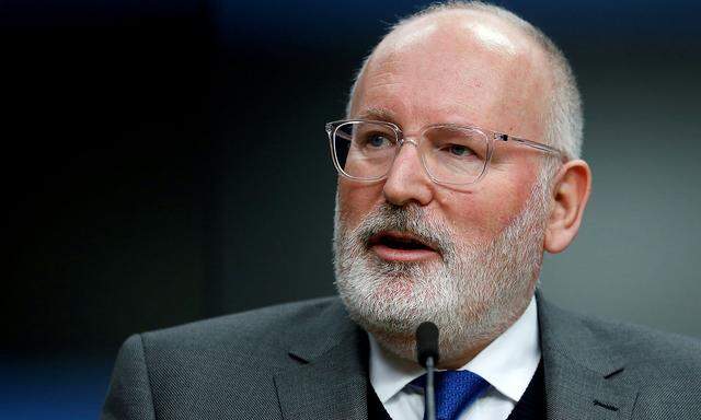 FILE PHOTO: European Commission First Vice-President Frans Timmermans addresses a news conference during a European Union's General Affairs Council in Brussels