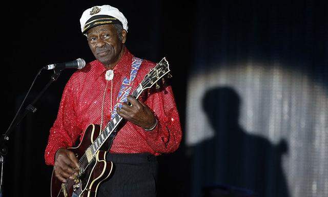 Rock and roll legend Chuck Berry performs during the Bal de la Rose in Monte Carlo