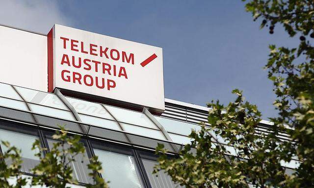 The logo of Telekom Austria is pictured at its headquarters in Vienna