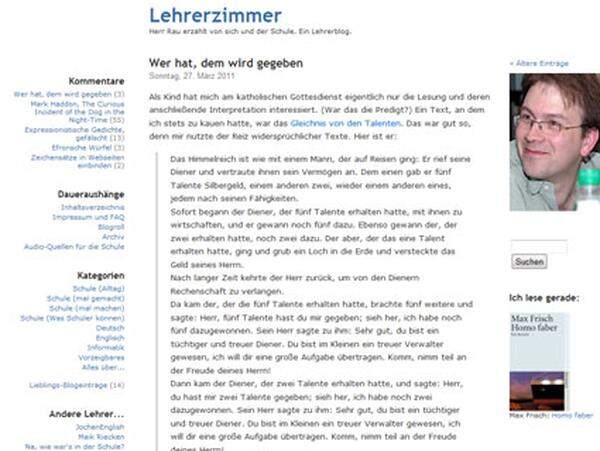 Lehrerzimmer: Thomas Rau ist der bekannteste bloggende Lehrer im deutschsprachigen Raum. Der Münchner Gymnasiallehrer klagt in seinem Blog über Plagiate in den Aufsätzen seiner Schüler, erzählt über erfolgreiche Wandertage genauso wie über verpatzte Unterrichtseinheiten.