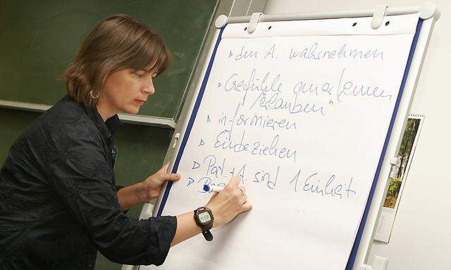 Frau an Flipchart