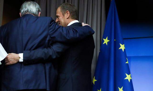 Die Präsidenten von Kommission und EU-Rat, Juncker (links) und Tusk (rechts), sind beim Brexit geeint.
