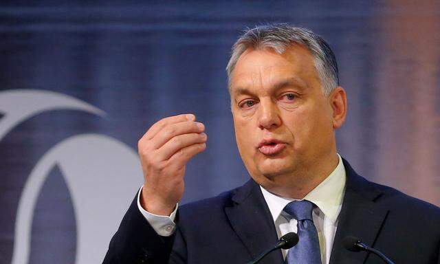 Hungarian Prime Minister Viktor Orban delivers a speech during the European Bank for Reconstruction and Development (EBRD) ecomomic conference in Budapest