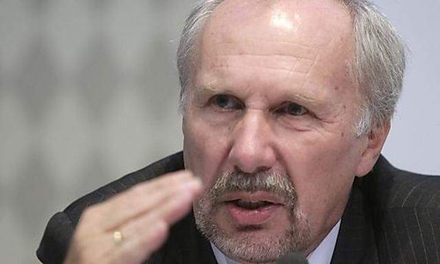 OeNB governor Nowotny makes a speech during a meeting in Vienna