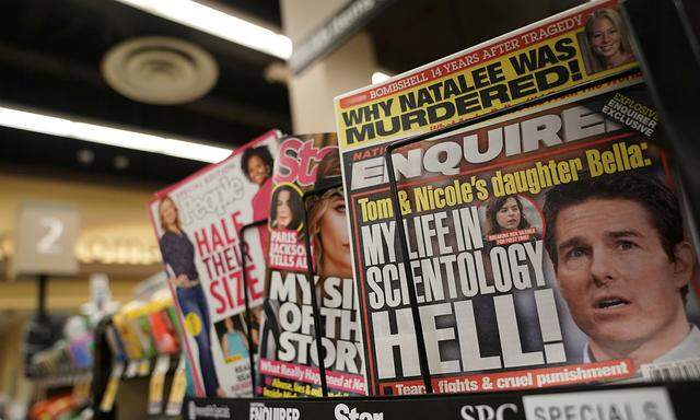 U.S. tabloid newspaper the National Enquirer is on display for sale in Washington
