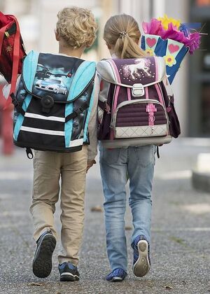 Symbolfoto: Taferlklassler am Weg zur Schule.