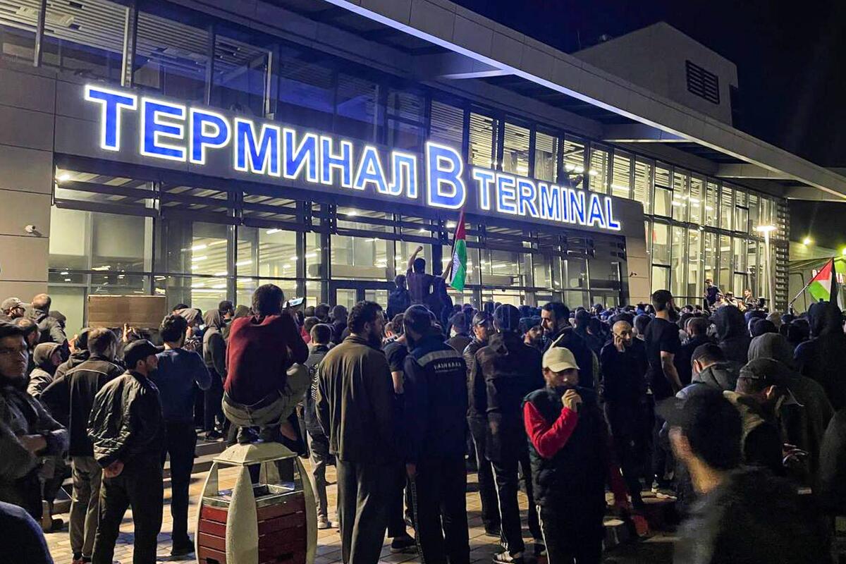 Bilder vom Flughafen Machatschkala in der russischen Teilrepublik Dagestan.