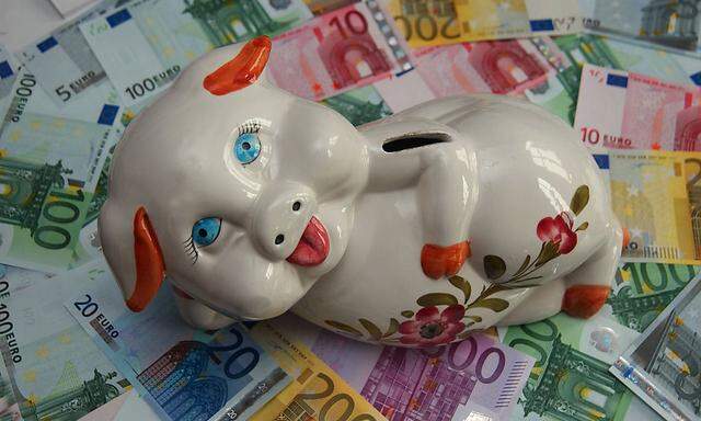 Sparschwein mit Eurogeldscheinen
