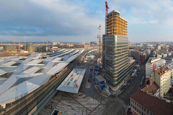 Beim Hauptbahnhof wächst schon die neue ÖBB-Zentrale mit 88 Metern.