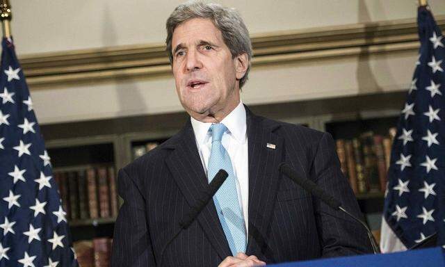 U.S. Secretary of State John Kerry speaks during a press conference in London