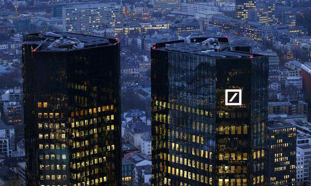 The headquarters of Germany's Deutsche Bank is photographed early evening in Frankfurt