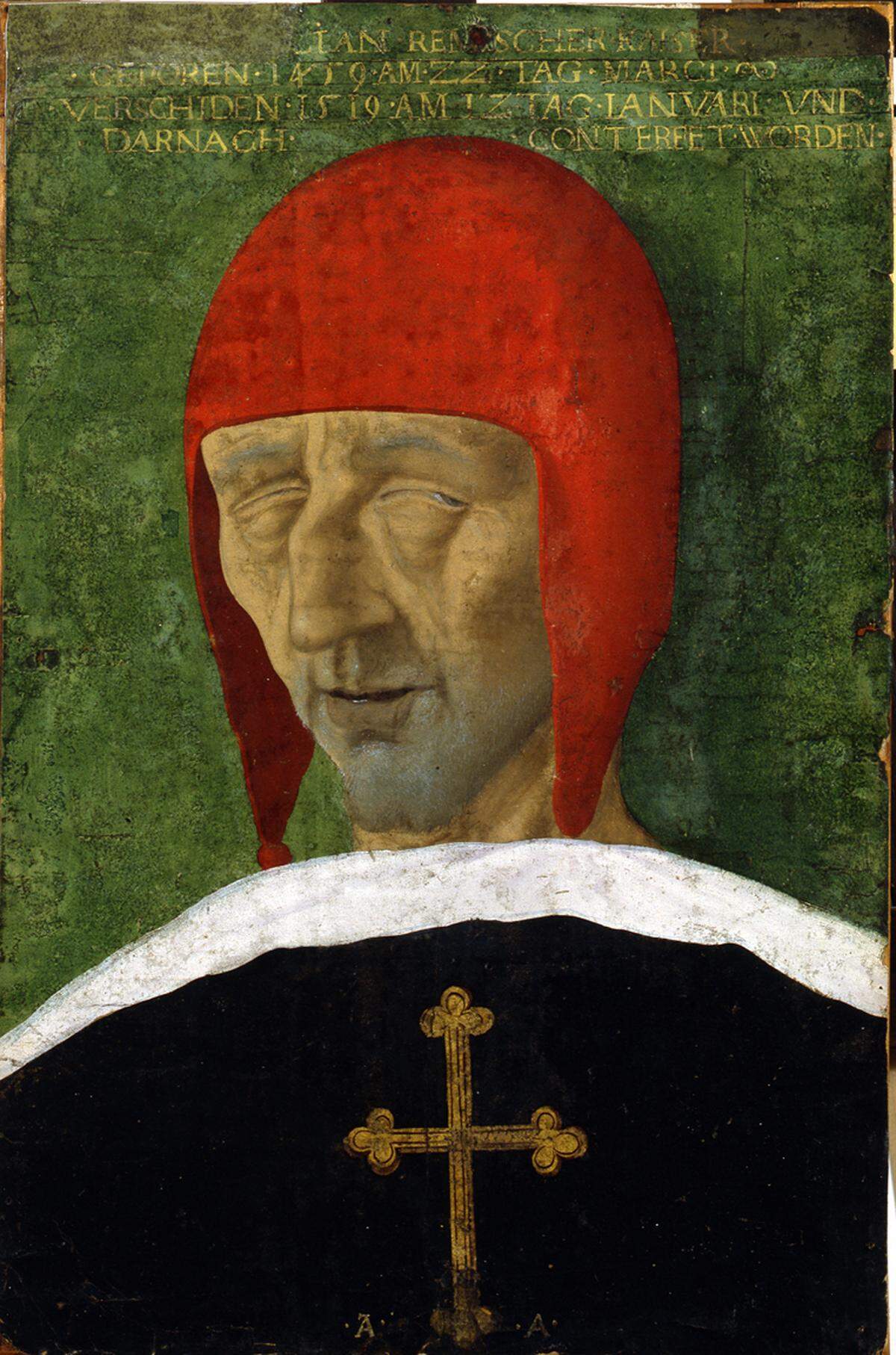 Zahlreiche Porträts ließ der Regent neben aufwändigen Auftragsarbeiten für sich anfertigen. Monogrammist A.A.: Totenbildnis Kaiser Maximilians I., 1519