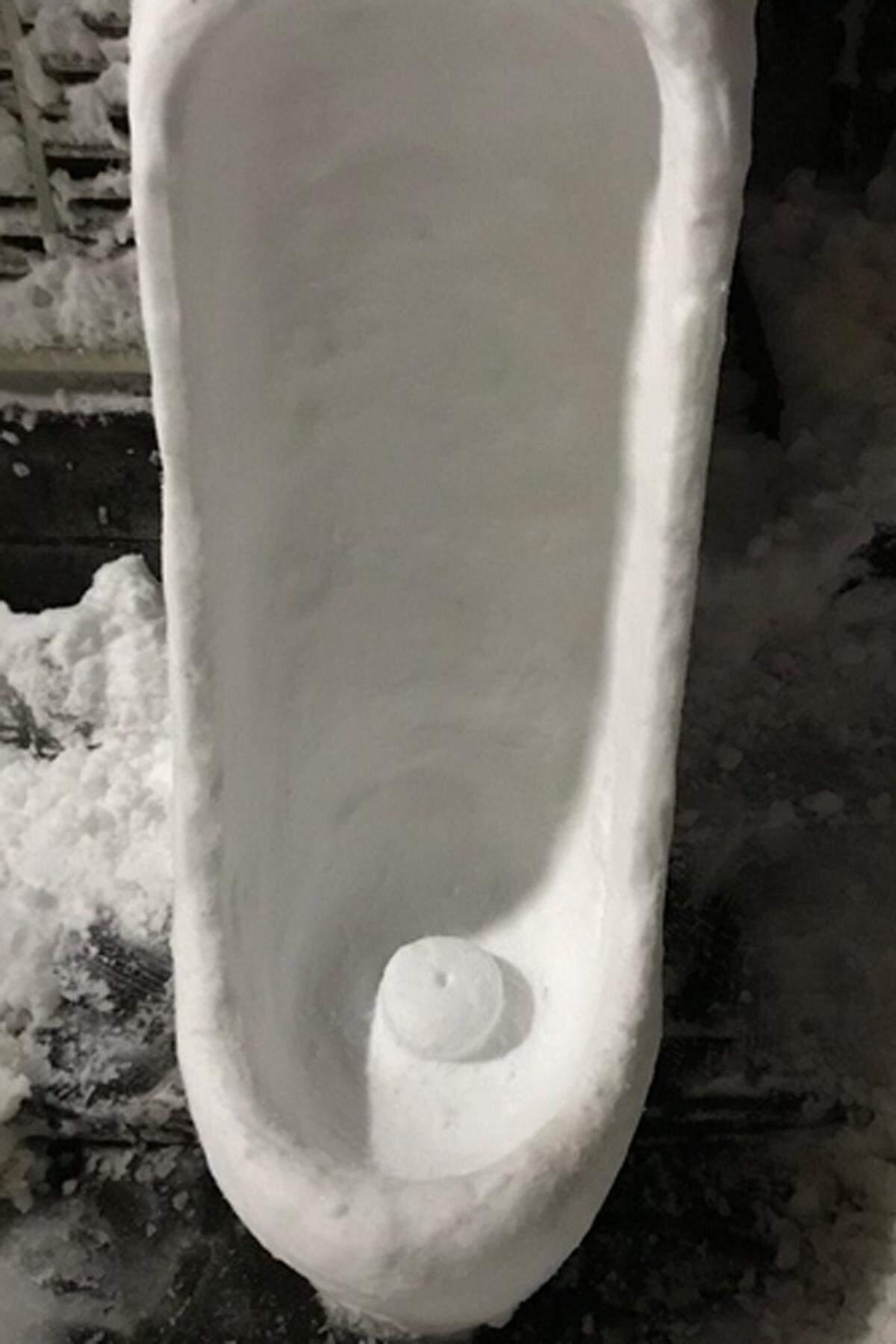 Wenn's mal wieder länger dauert: Eine Toilette für die Schnee geplagten Pendler.