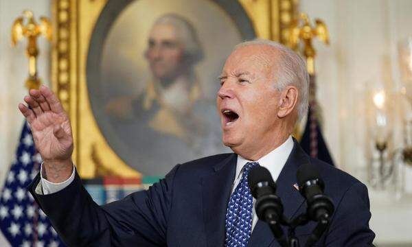 US-Präsident Biden bei seinem Statement im Weißen Haus.