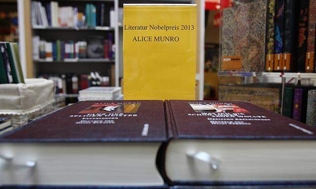 Books by Canadian writer Munro the 2013 Nobel Prize in Literature winner are displayed at a bookshop in Vienna