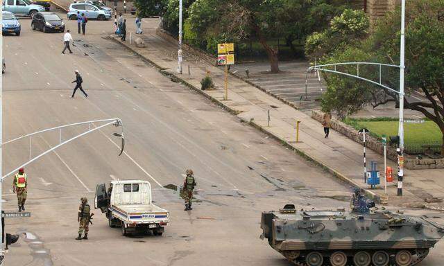 Militärische Präsenz in Harare.
