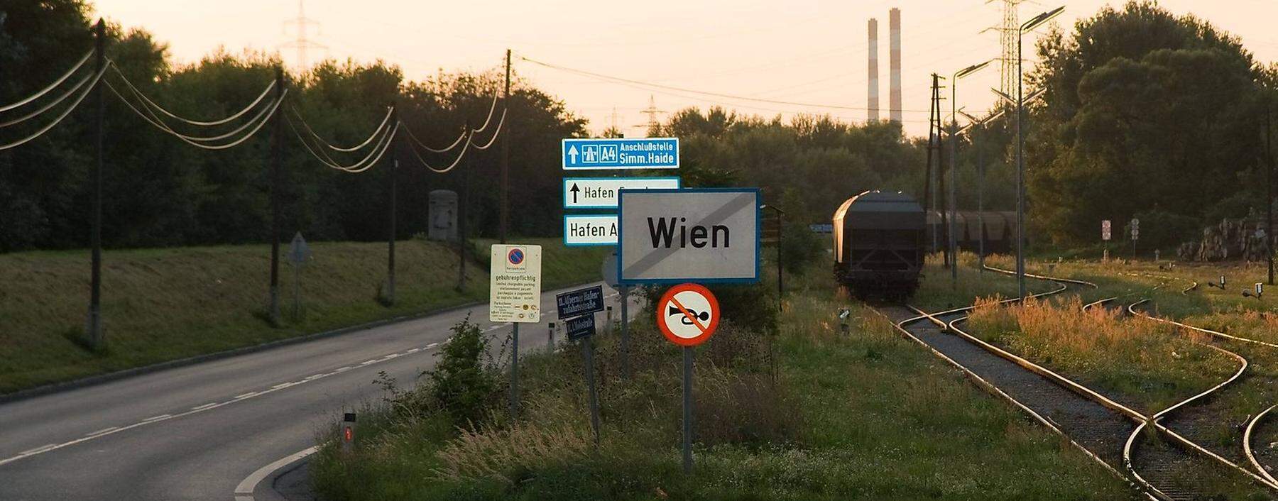 Die Wienser Stadtgrenze in Simmering.