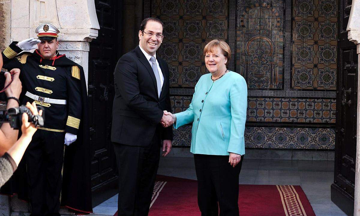 Merkel mit dem tunesischen Präsidenten Essebsi.