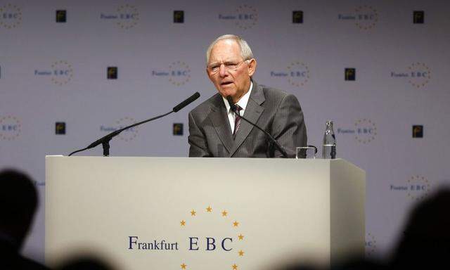 Germany's Finance Minister Schaeuble delivers his speech at European Banking Congress in Frankfurt