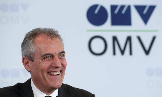 Chief executive of Austrian energy group OMV Seele addresses a news conference in Vienna