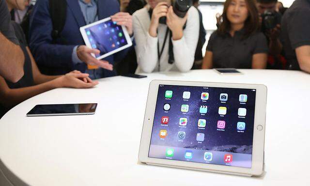 A new iPad is seen follownig a presentation at Apple headquarters in Cupertino