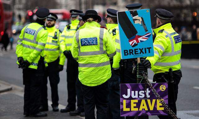 Archivbild: Polizisten Ende Jänner vor dem britischen Parlament