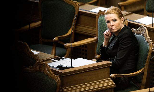 FILE PHOTO: Denmark's Minister of Immigration and Integration Inger Stojberg listens to the debate in the Danish Parliament