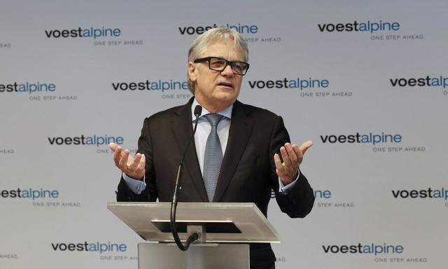 Voestalpine CEO Eder addresses a news conference in Vienna