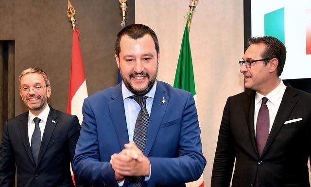 Herbert Kickl, Matteo Salvini und Heinz-Christian Strache. 