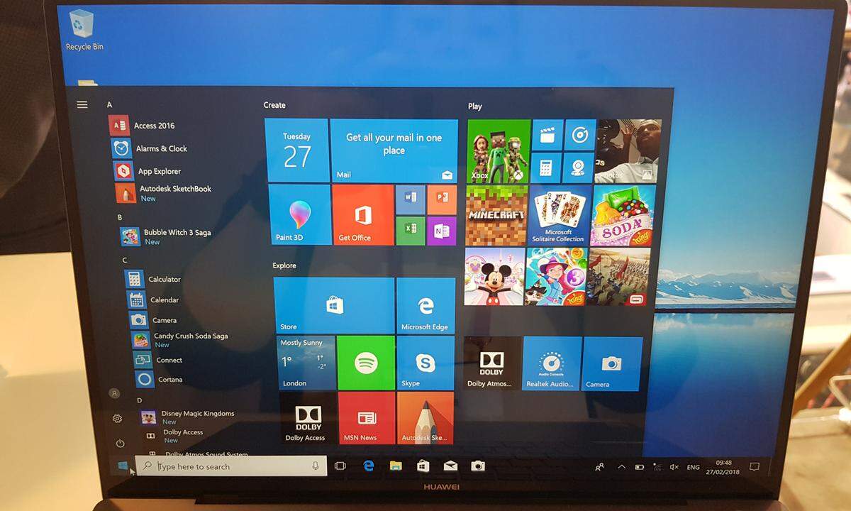 Beim Betriebssystem setzt Huawei auf Windows 10.