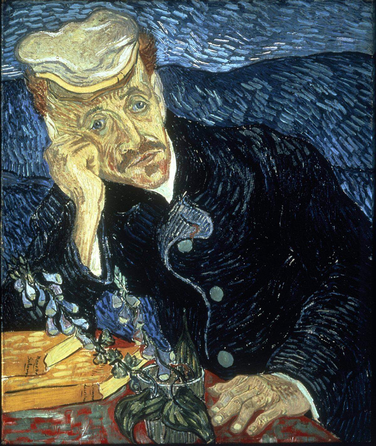 Das 1890 entstandene Werk zeigt den Arzt des Künstlers und wurde 1990 für 82,5 Millionen Dollar verkauft. Wenige Wochen nach Fertigstellung des Gemäldes schoss sich Van Gogh selbst in die Brust. In seinen letzten Stunden war der porträtierte Doktor bei ihm. Da die Kugel nicht entfernt werden konnte, versuchte er zumindest die Schmerzen des Malers zu lindern.