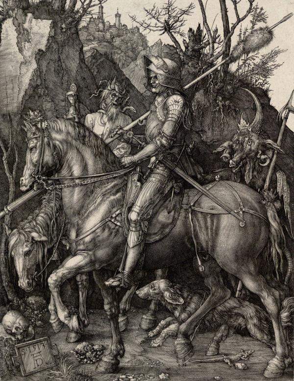 Zu seinen liebsten Künstlern gehörte wohl Albrecht Dürer, der in der Ausstellung mit rund 40 Werken vertreten ist. Albrecht Dürer: Ritter, Tod und Teufel, 1513