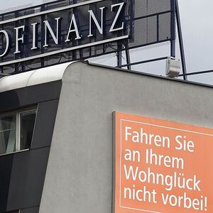 The logo of Austrian property group Immofinanz is pictured on the rooftop of an office building in Vienna