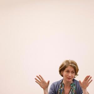 Austrian lawmaker Stephanie Krisper from NEOS party gestures during an interview with Reuters in Vienna, Austria, March 14, 2023. REUTERS/Leonhard Foeger