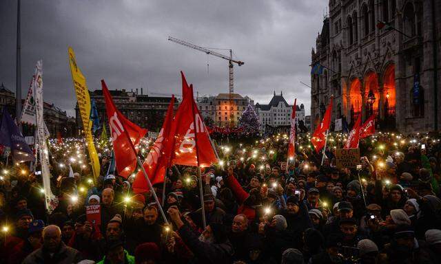 Demonstranten in Budapest