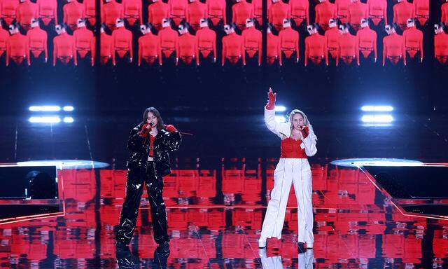 PXL_ dress rehearsals for the second semi final Teya & Salena of Austria performs during dress rehearsals for the second